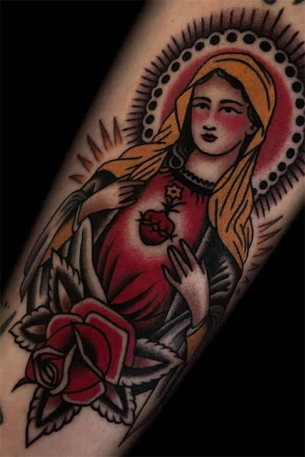 Traditioneel moeder maria tattoo ontwerp2