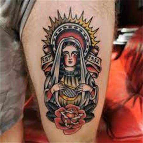 Disegno del tatuaggio traditional mother mary3