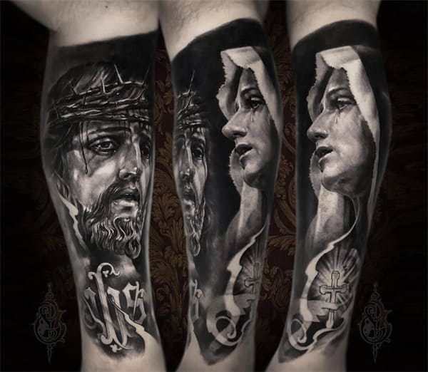 Tatuaggio Vergine Maria Gesù2