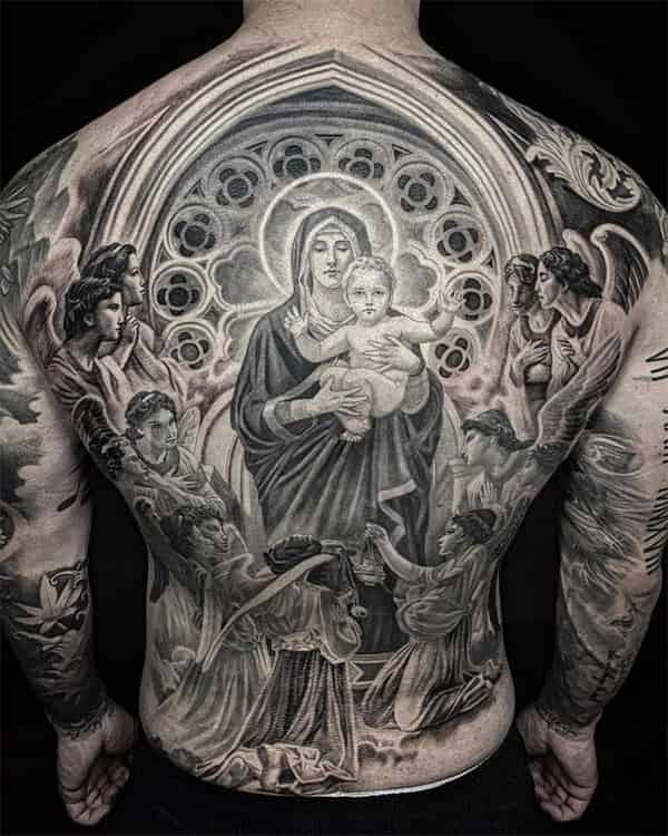 Angels and the Virgin Mary tattoo2