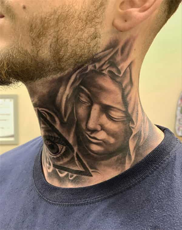 virgin mary tattoo on neck1