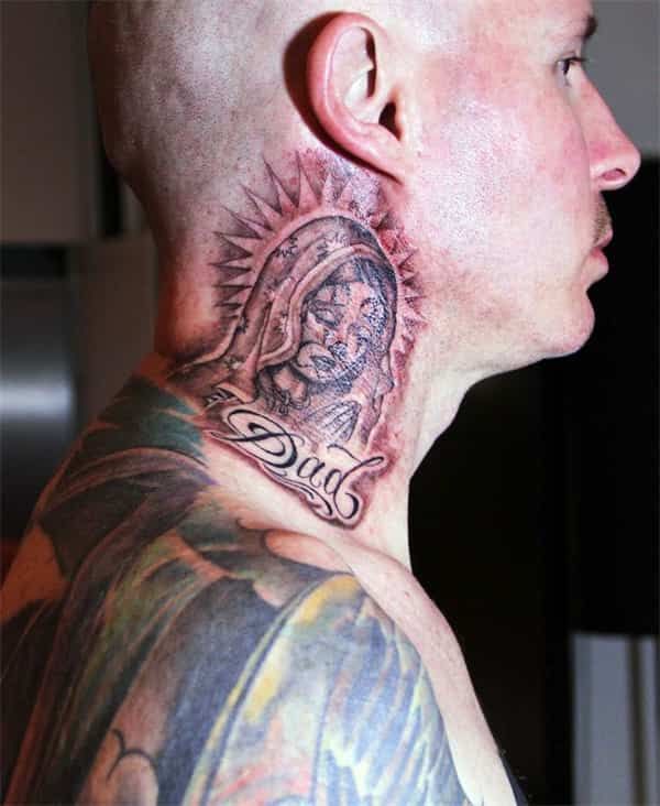 virgin mary tattoo on neck2