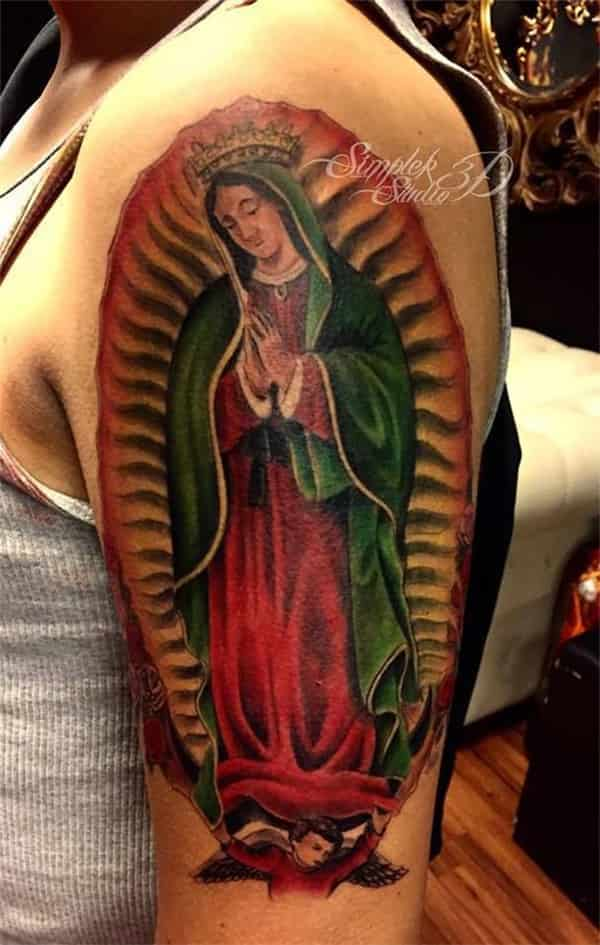 Pink Dress Virgin Mary tattoo1