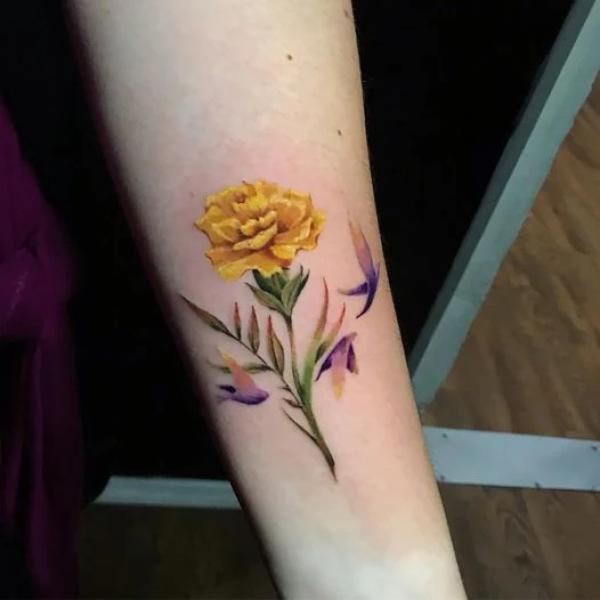 Yellow carnation tattoo1