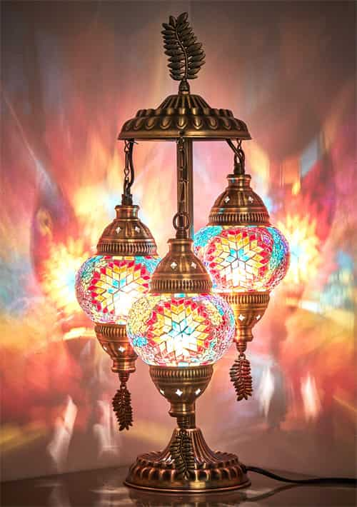 4. DEMMEX Turkish Lamp Bohemian Table Desk Stunning (3 Globe) Bedside Night Lamp