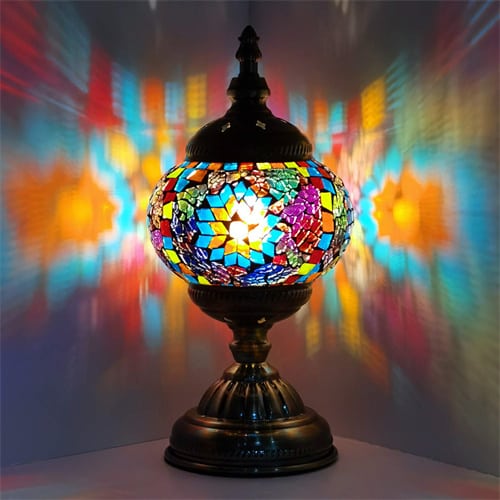 10. Marrakech tyrkisk lampe Mosaikkglass Dekorativ bordlampe for soverom, stue Mosaikklysarmatur